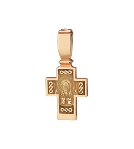 Крест "Спас Нерукотворный" из красного золота