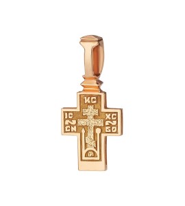 Крест "Спас Нерукотворный" из красного золота с бриллиантами