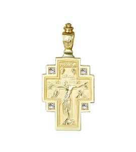 Крест 03209 из желтого золота c бриллиантами