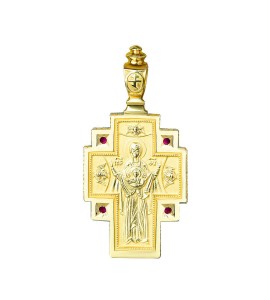Крест 03209 из желтого золота c рубинами