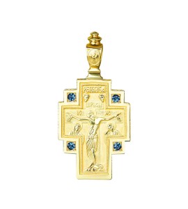 Крест 03209 из желтого золота c сапфирами