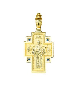 Крест 03209 из желтого золота c сапфирами