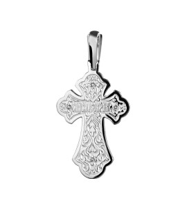 Крест из белого золота с белой эмалью 03357-11
