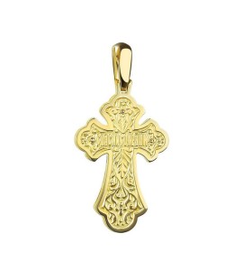 Крест из желтого золота с синей эмалью 03357-11