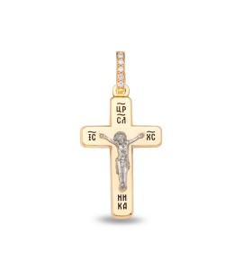 Крест из желтого золота c бриллиантами 03370