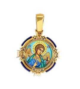 Нательная икона Божией Матери "Неувядаемый цвет" цвет эмали синий