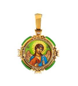 Нательная икона Божией Матери "Казанская" цвет эмали зеленый