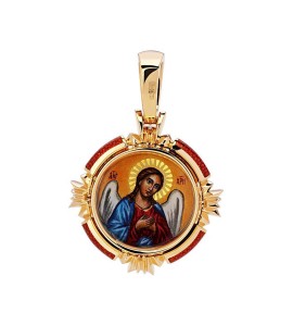 Нательная икона Божией Матери "Казанская" цвет эмали медовый