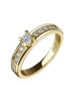Кольцо "Юность" из желтого золота с бриллиантами