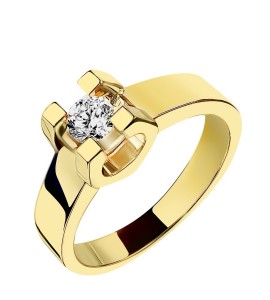Кольцо "Стайл" из желтого золота с бриллиантом