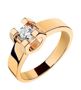 Кольцо "Стайл" из красного золота с бриллиантом