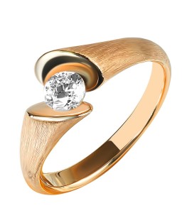 Кольцо "Срез" из красного золота с бриллиантом